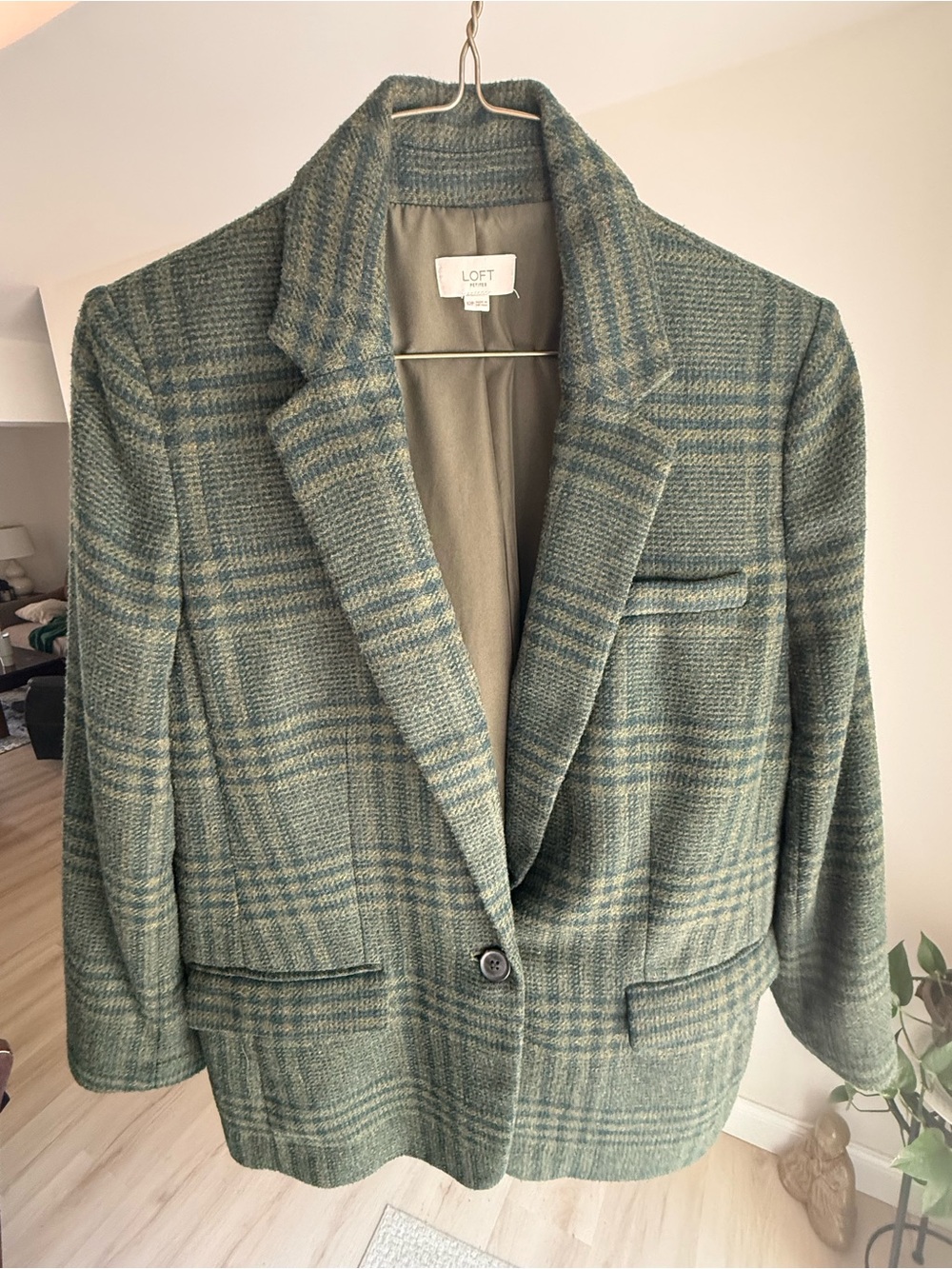 Loft Petite Houndstooth Oversized Blazer, size 12 Petite